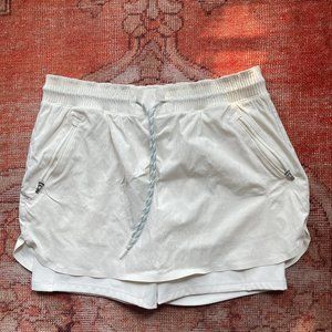 Athleta 2 in 1 racer shorts, Size 10, White
